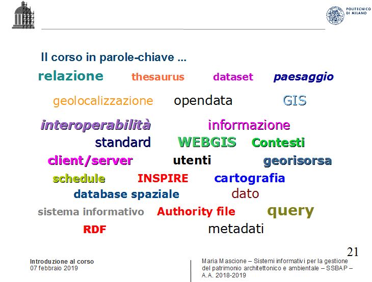 parole chiave corso sistemi informativi presso la ssbap milano