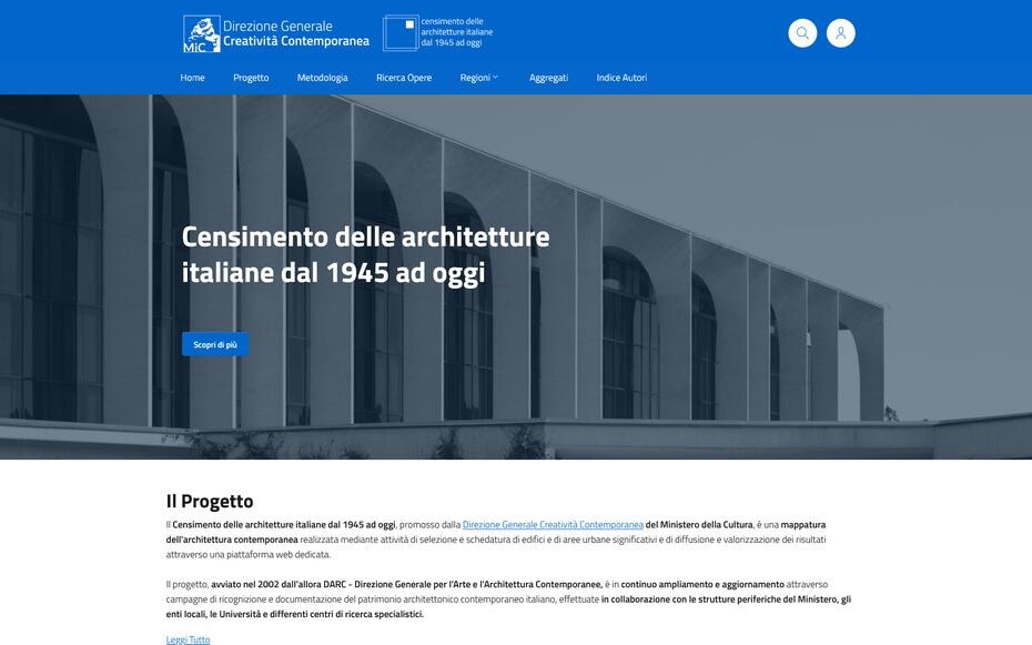 Homepage Censimento architetture italiane 1945 a oggi
